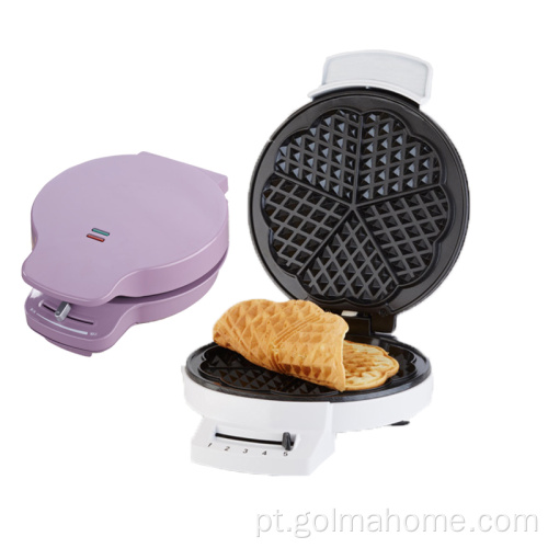 Máquina de Waffle Aço Inoxidável Termostato ajustável 5 Máquina de Waffle Nível de Browning Elétrica